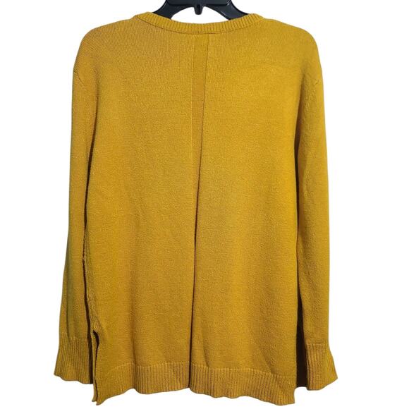 Anthropologie Mustard Yellow Long Sleeve V-Neck Pullover Sweater Size Small - Picture 3 of 5